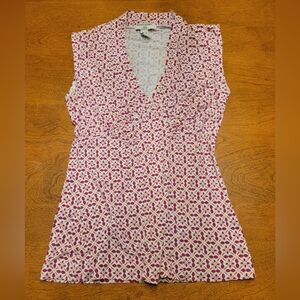 Banana Republic Patterned V-Neck Sleeveless Top | XS